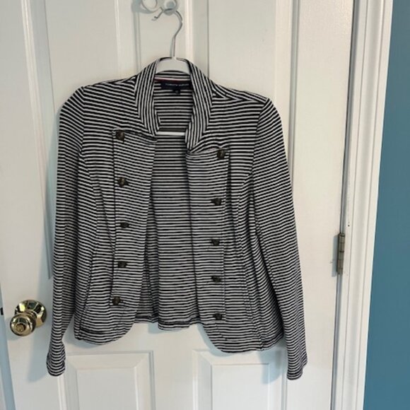 Tommy Hilfiger Navy and White Striped Military Style Sailorish Jacket - Picture 1 of 9